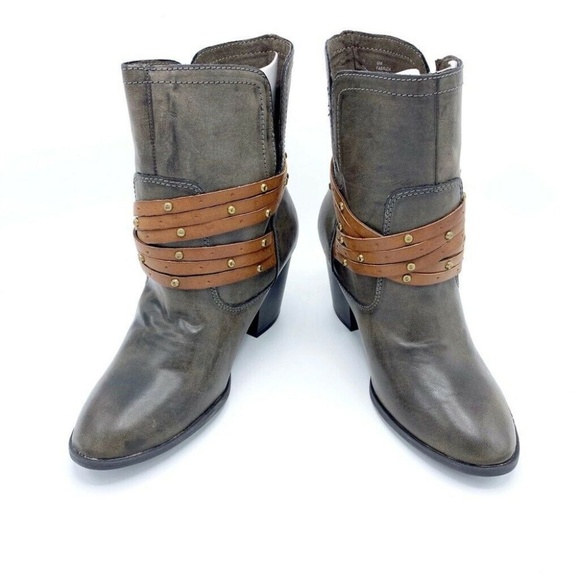 NEW MIA Fabrizia Ankle Gray Heel Faux Leather 9 - Picture 2 of 8